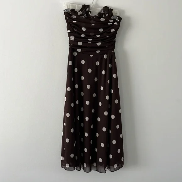 princess polly baby blue dress Brown Polka Dot Trend, Pretty Woman Polo Match Dress main image 1